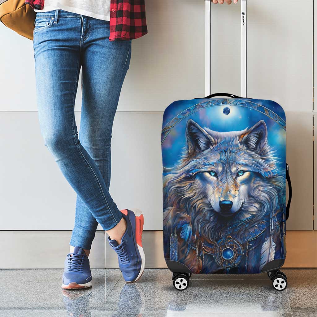 Beautiful Native American Wolf Luggage Cover Galaxy Art - Wonder Print Shop