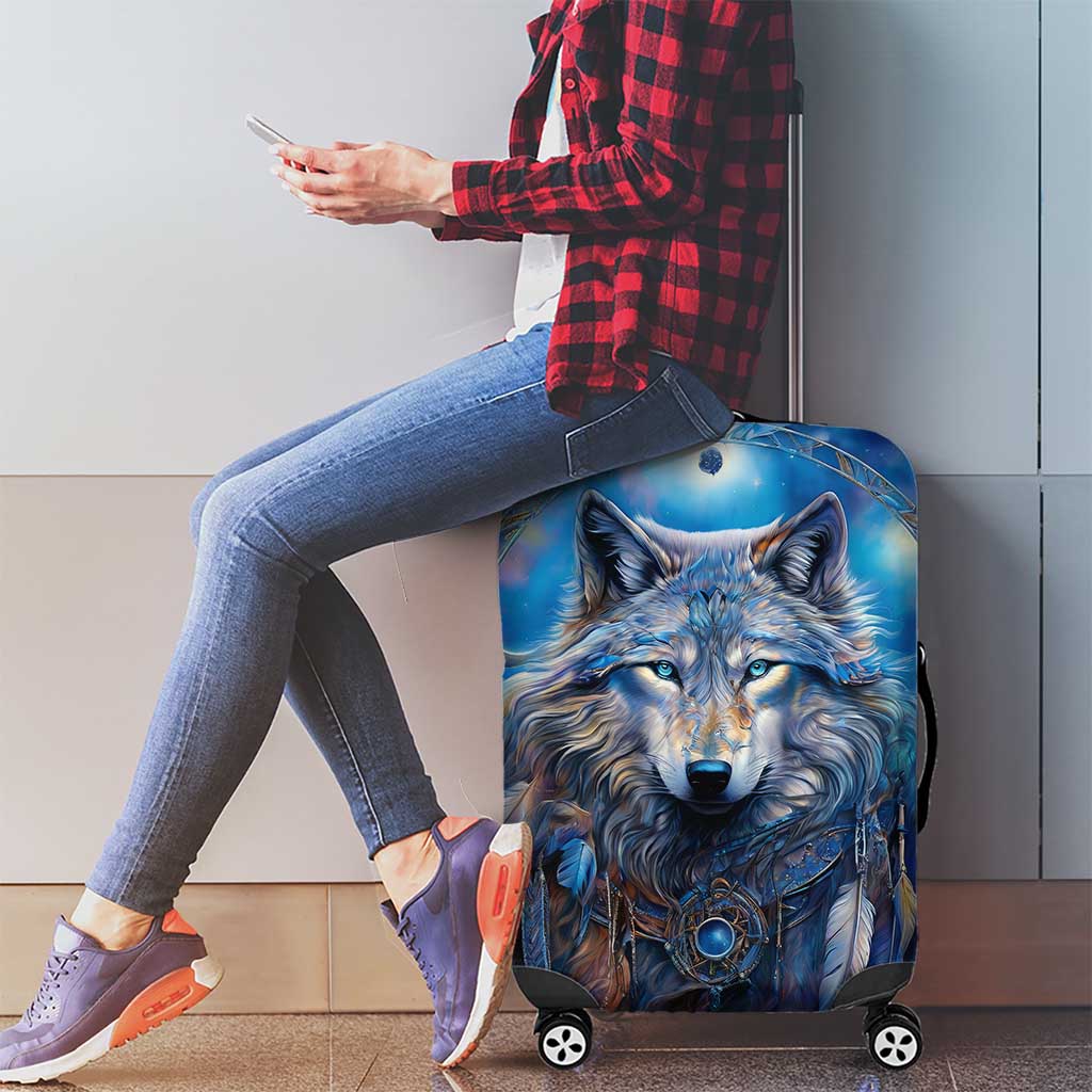 Beautiful Native American Wolf Luggage Cover Galaxy Art - Wonder Print Shop