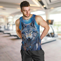 Beautiful Native American Wolf Men Tank Top Galaxy Art - Wonder Print Shop
