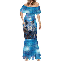 Beautiful Native American Wolf Mermaid Dress Galaxy Art - Wonder Print Shop