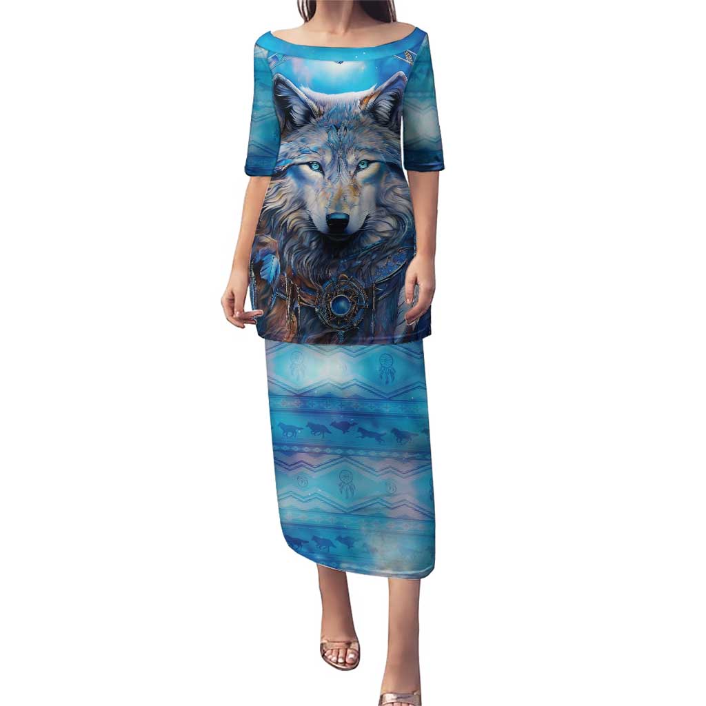 Beautiful Native American Wolf Puletasi Galaxy Art - Wonder Print Shop