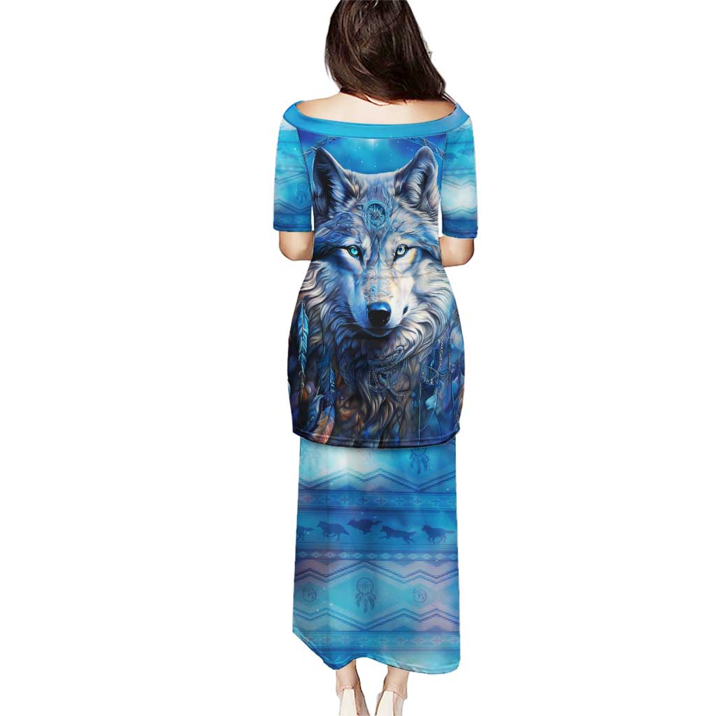 Beautiful Native American Wolf Puletasi Galaxy Art - Wonder Print Shop