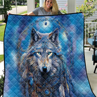 Beautiful Native American Wolf Quilt Galaxy Art - Wonder Print Shop