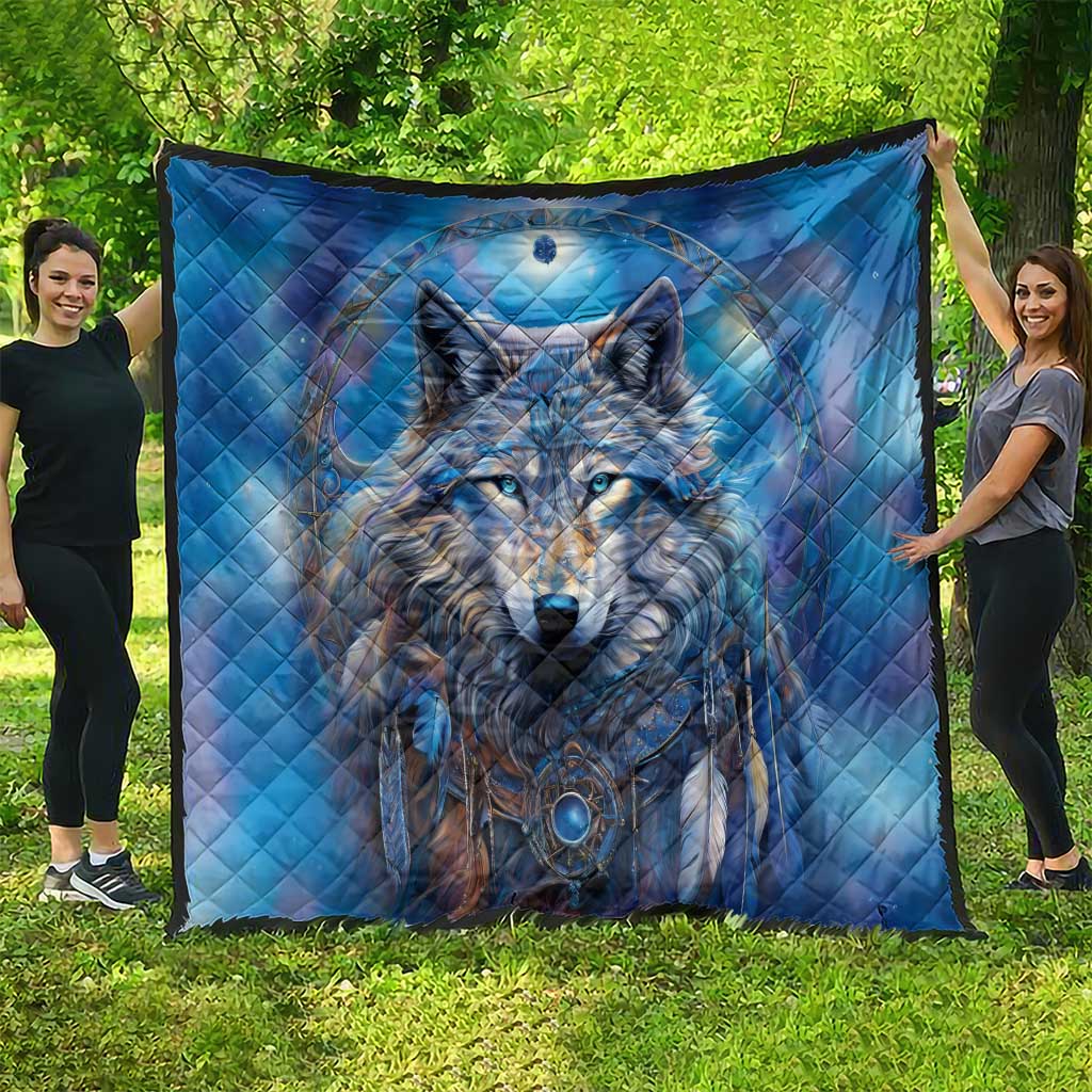 Beautiful Native American Wolf Quilt Galaxy Art - Wonder Print Shop