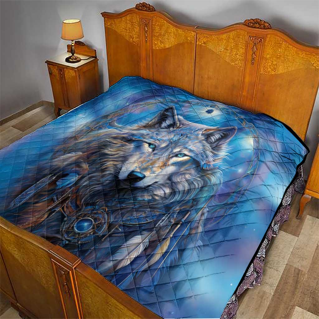 Beautiful Native American Wolf Quilt Galaxy Art - Wonder Print Shop