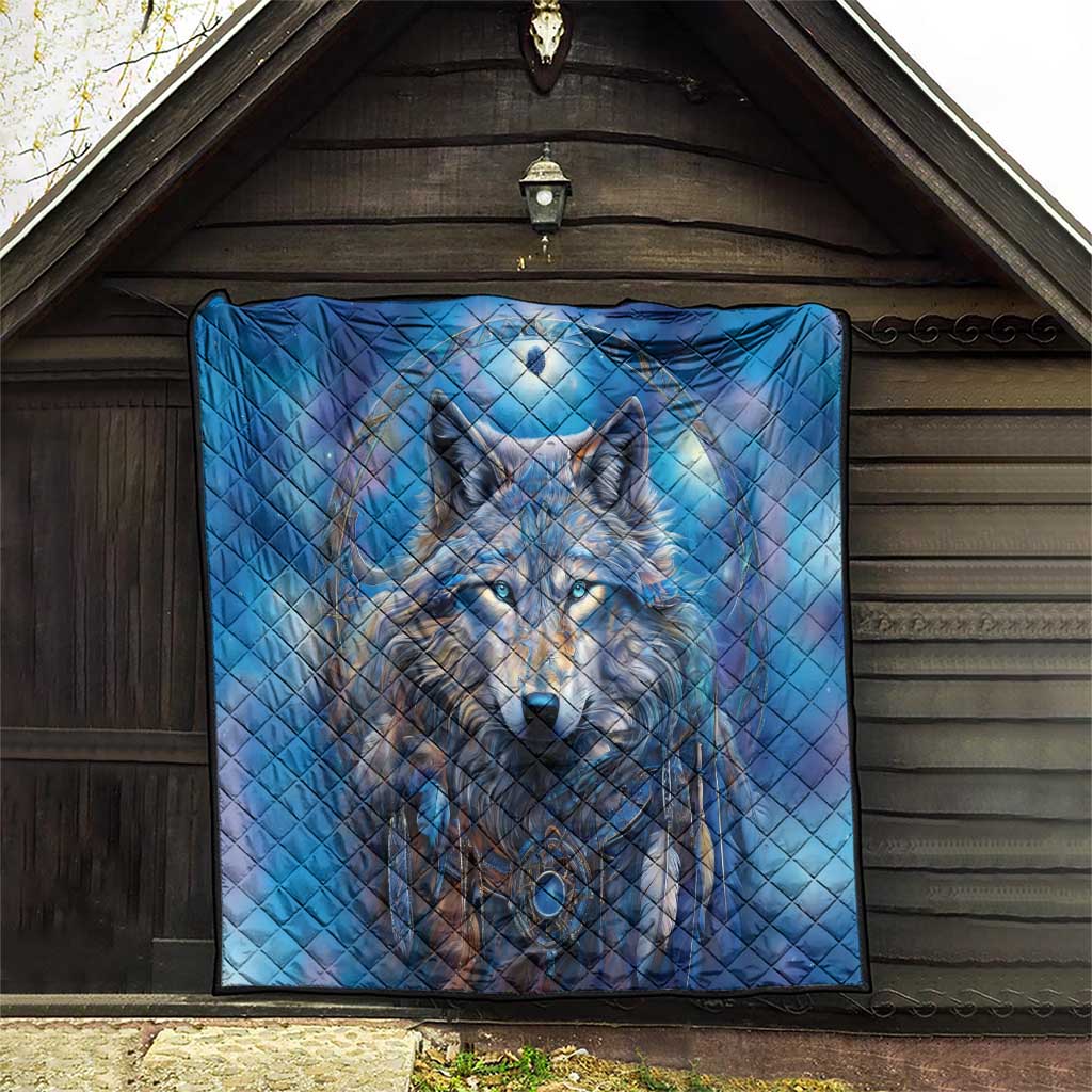 Beautiful Native American Wolf Quilt Galaxy Art - Wonder Print Shop