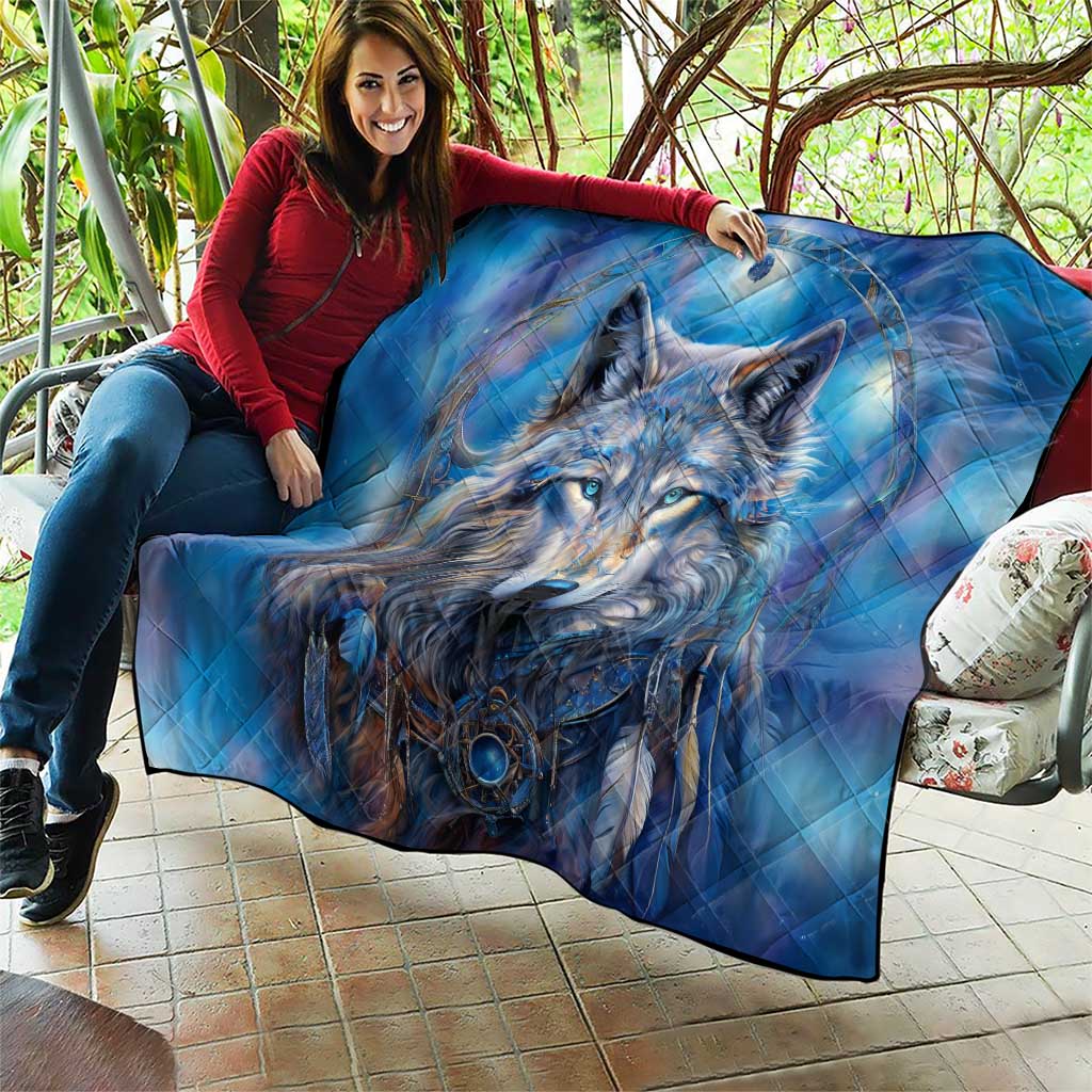 Beautiful Native American Wolf Quilt Galaxy Art - Wonder Print Shop