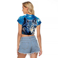 Beautiful Native American Wolf Raglan Cropped T Shirt Galaxy Art - Wonder Print Shop