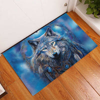 Beautiful Native American Wolf Rubber Doormat Galaxy Art - Wonder Print Shop