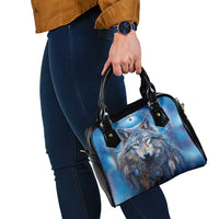 Beautiful Native American Wolf Shoulder Handbag Galaxy Art