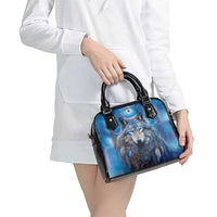 Beautiful Native American Wolf Shoulder Handbag Galaxy Art