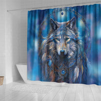 Beautiful Native American Wolf Shower Curtain Galaxy Art