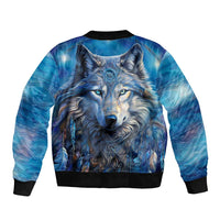 Beautiful Native American Wolf Sleeve Zip Bomber Jacket Galaxy Art - Wonder Print Shop