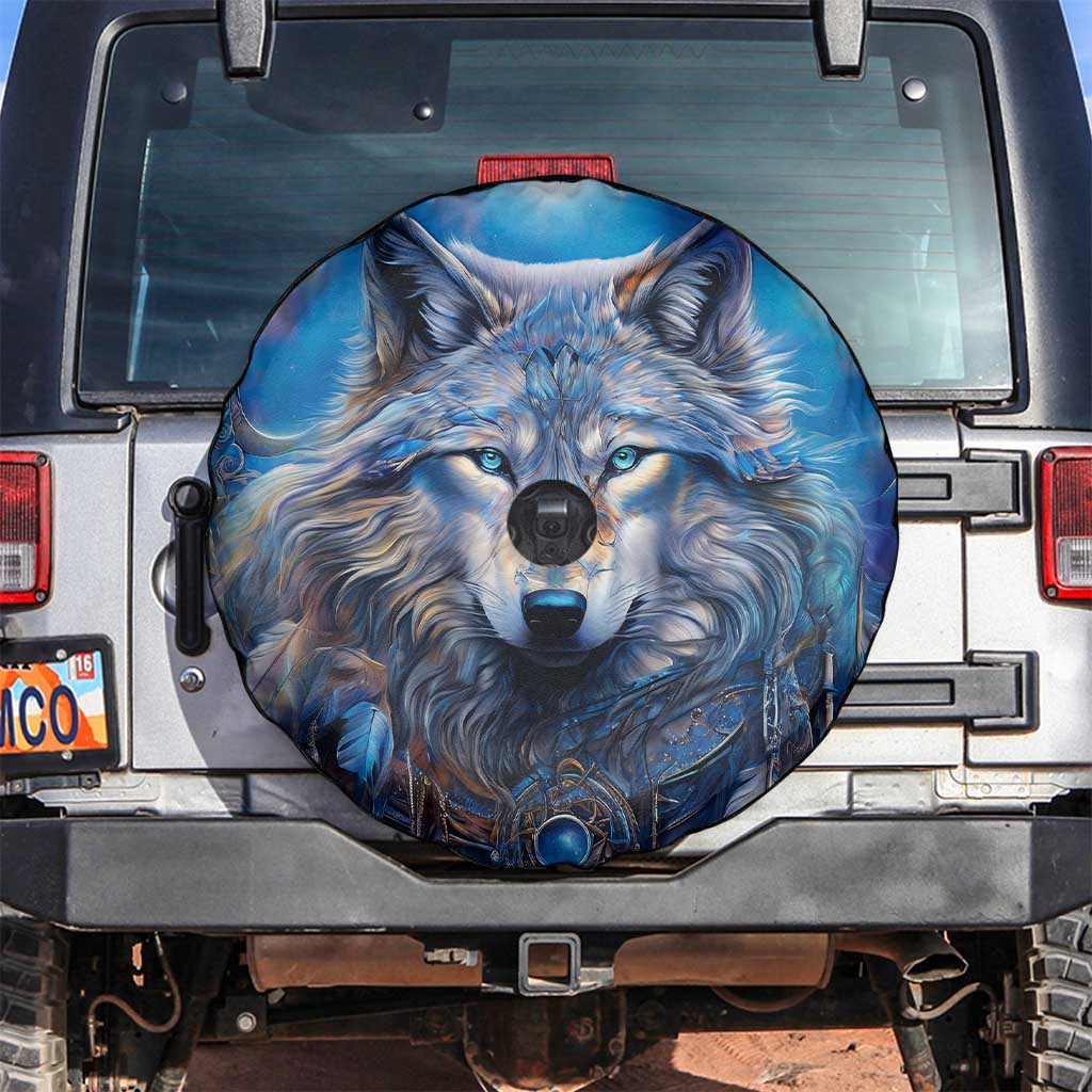 Beautiful Native American Wolf Spare Tire Cover Galaxy Art - Wonder Print Shop