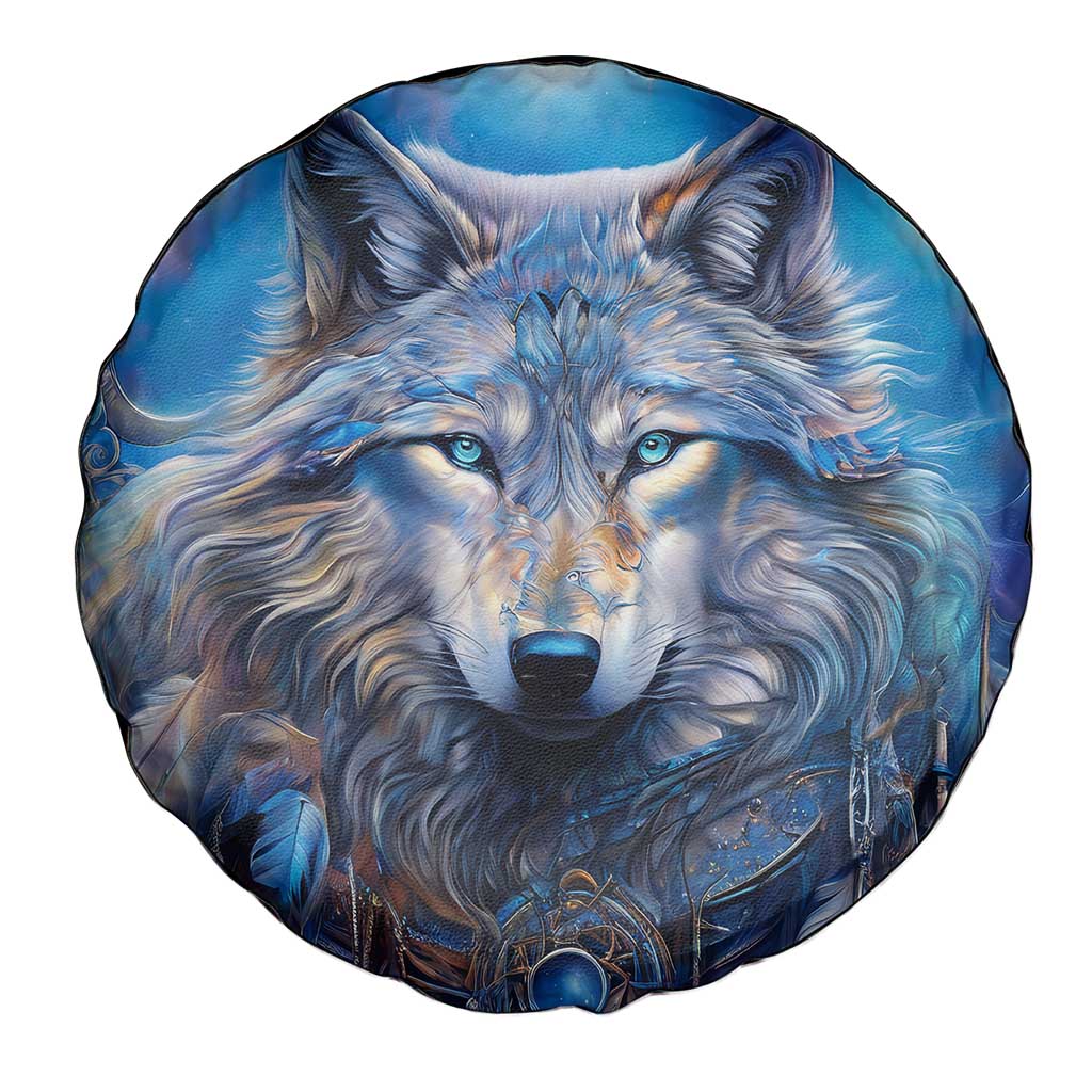 Beautiful Native American Wolf Spare Tire Cover Galaxy Art - Wonder Print Shop