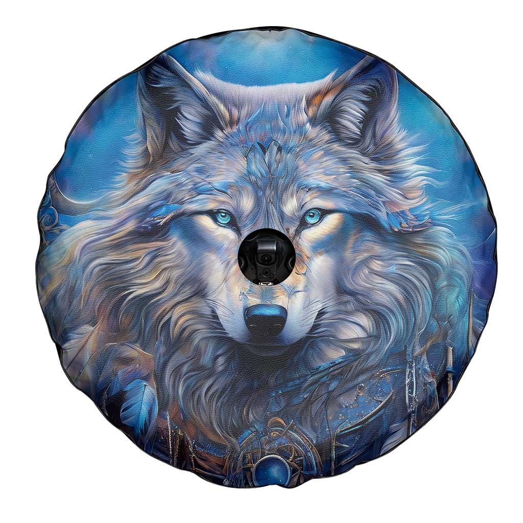 Beautiful Native American Wolf Spare Tire Cover Galaxy Art - Wonder Print Shop