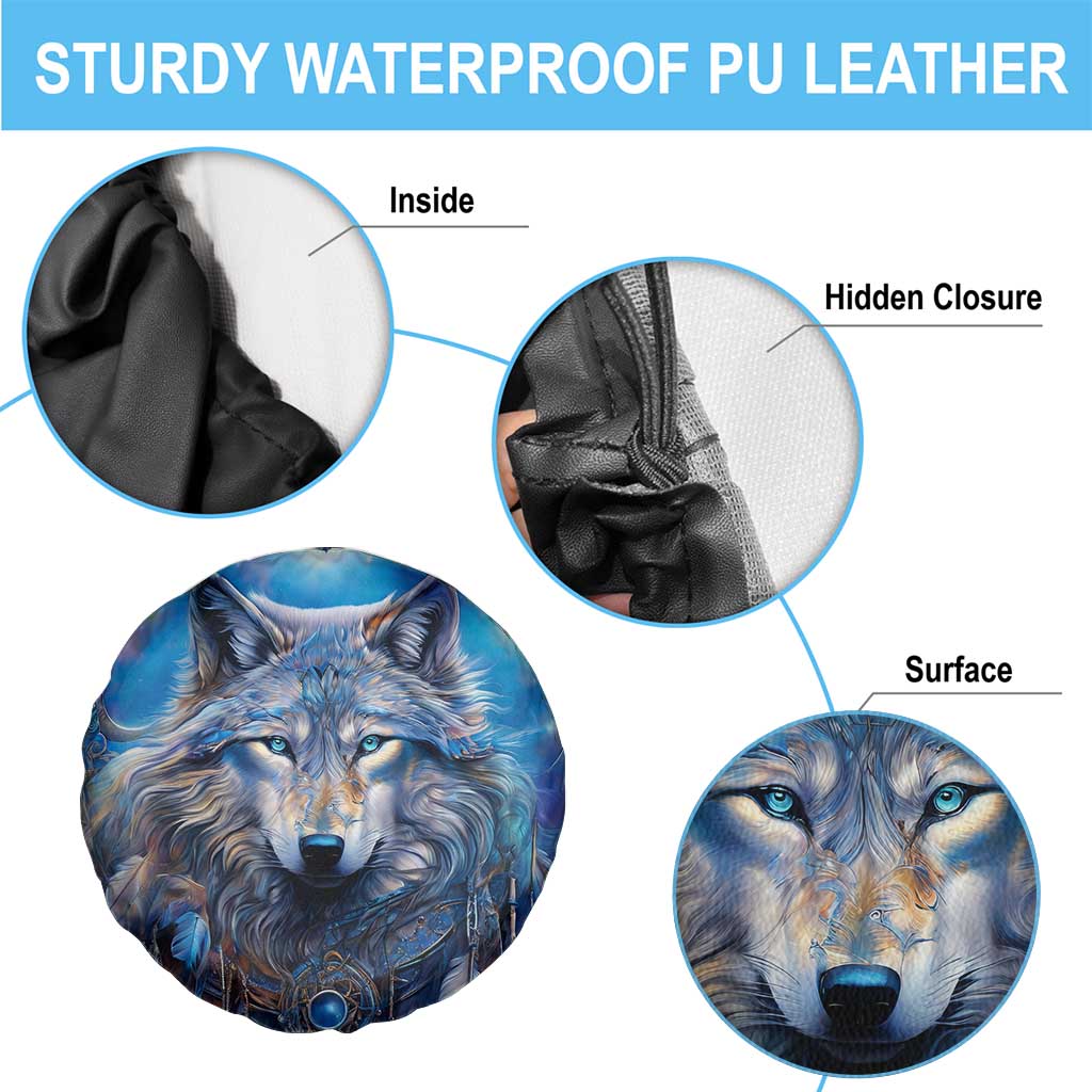 Beautiful Native American Wolf Spare Tire Cover Galaxy Art - Wonder Print Shop