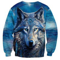 Beautiful Native American Wolf Sweatshirt Galaxy Art - Wonder Print Shop