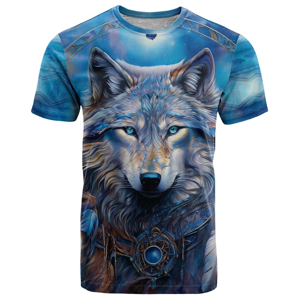 Beautiful Native American Wolf T Shirt Galaxy Art - Wonder Print Shop