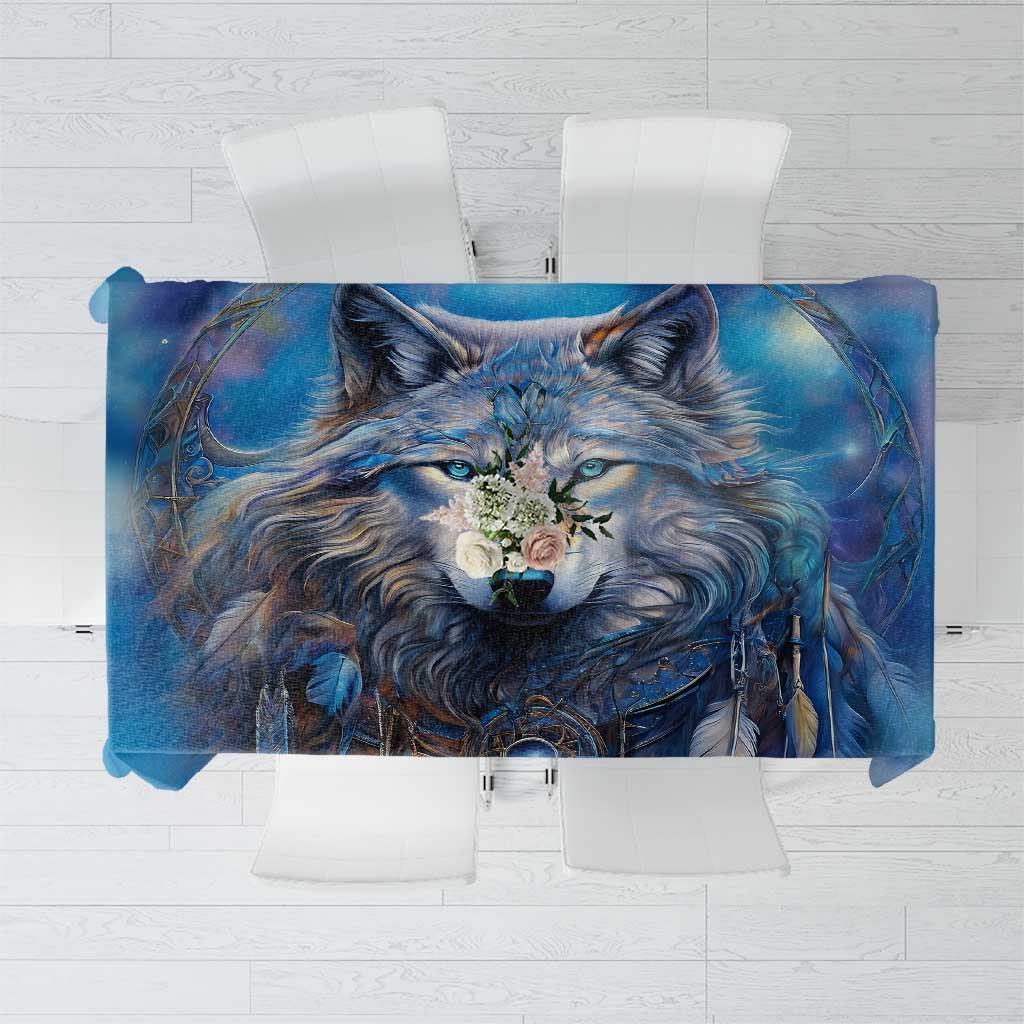 Beautiful Native American Wolf Tablecloth Galaxy Art - Wonder Print Shop