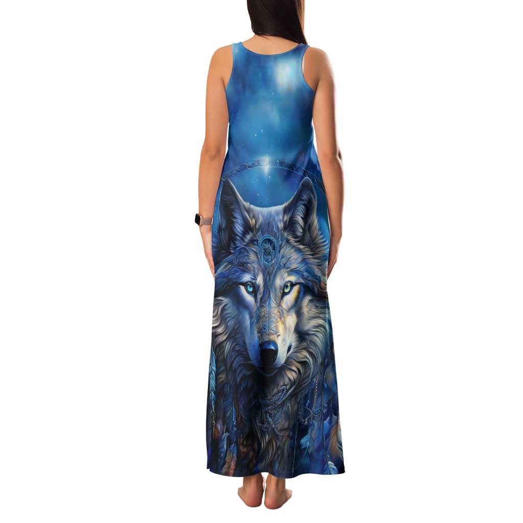 Beautiful Native American Wolf Tank Maxi Dress Galaxy Art - Wonder Print Shop