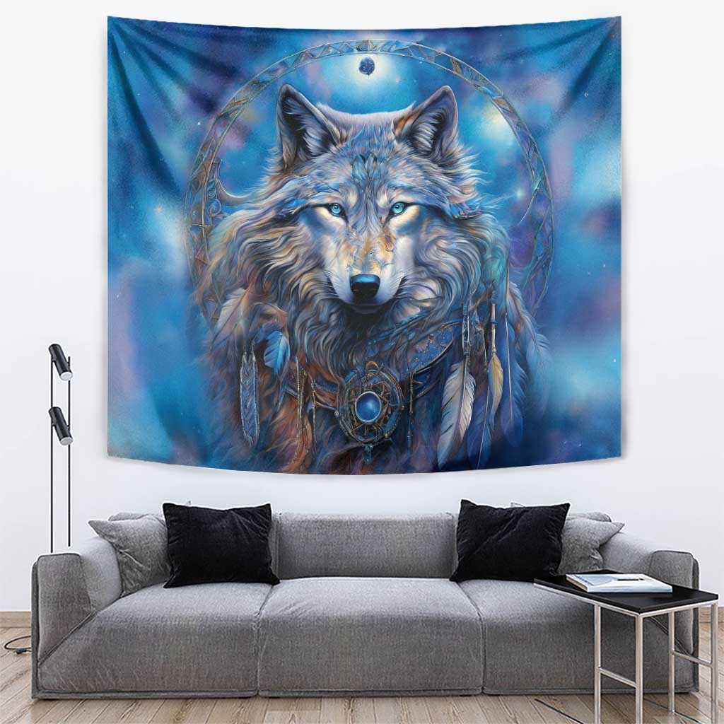 Beautiful Native American Wolf Tapestry Galaxy Art - Wonder Print Shop
