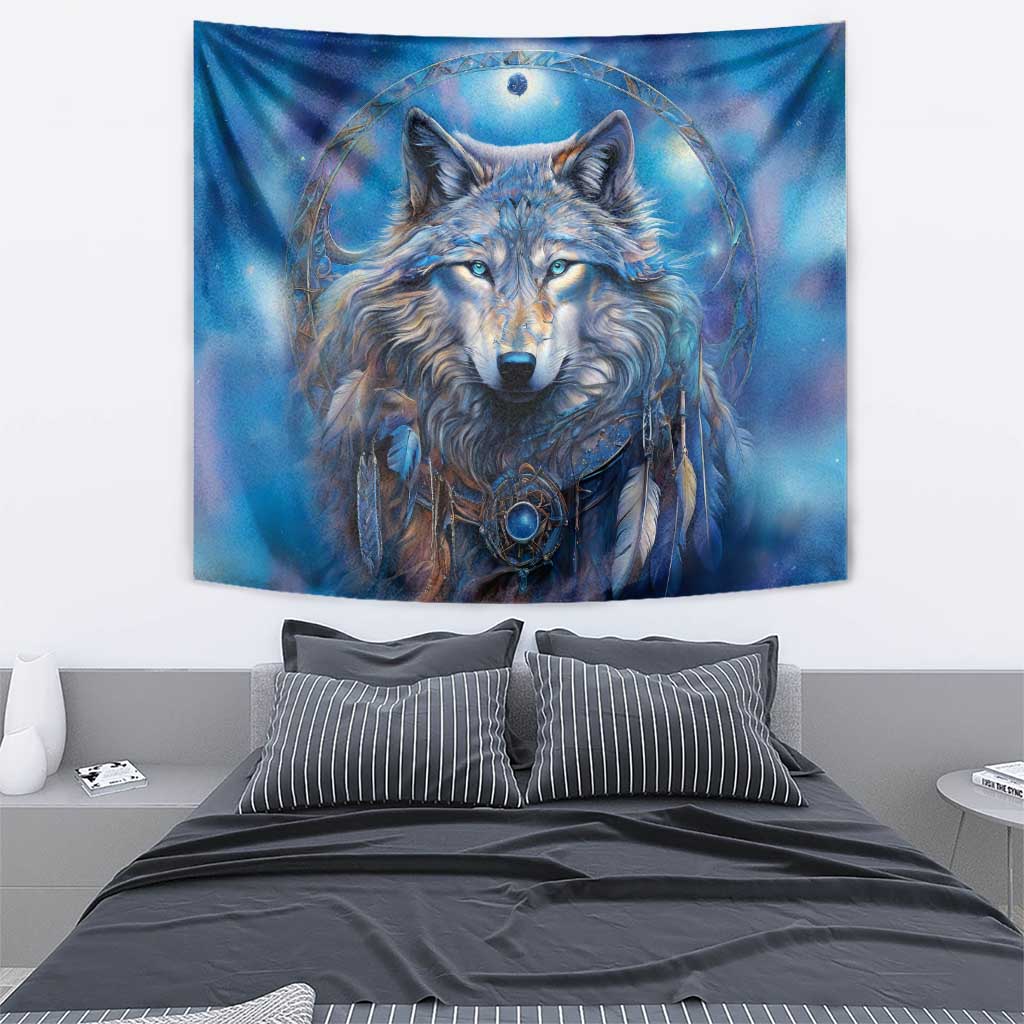 Beautiful Native American Wolf Tapestry Galaxy Art - Wonder Print Shop