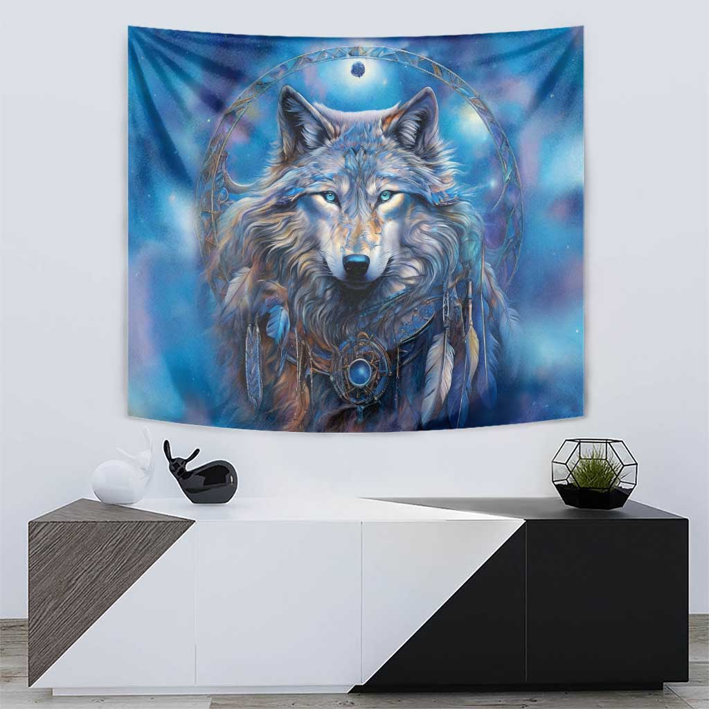 Beautiful Native American Wolf Tapestry Galaxy Art - Wonder Print Shop