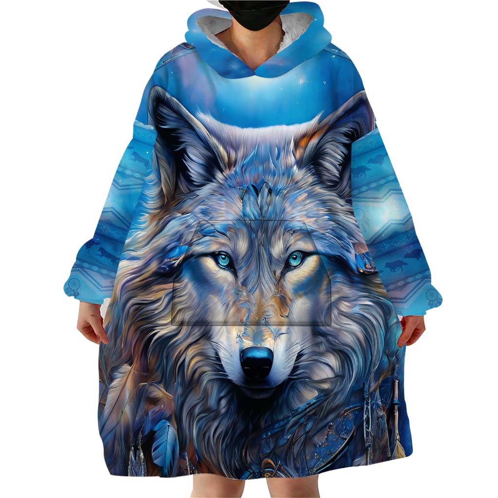 Beautiful Native American Wolf Wearable Blanket Hoodie Galaxy Art - Wonder Print Shop