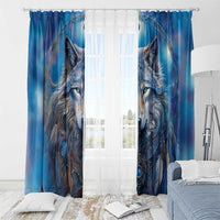 Beautiful Native American Wolf Window Curtain Galaxy Art - Wonder Print Shop