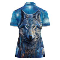 Beautiful Native American Wolf Women Polo Shirt Galaxy Art - Wonder Print Shop