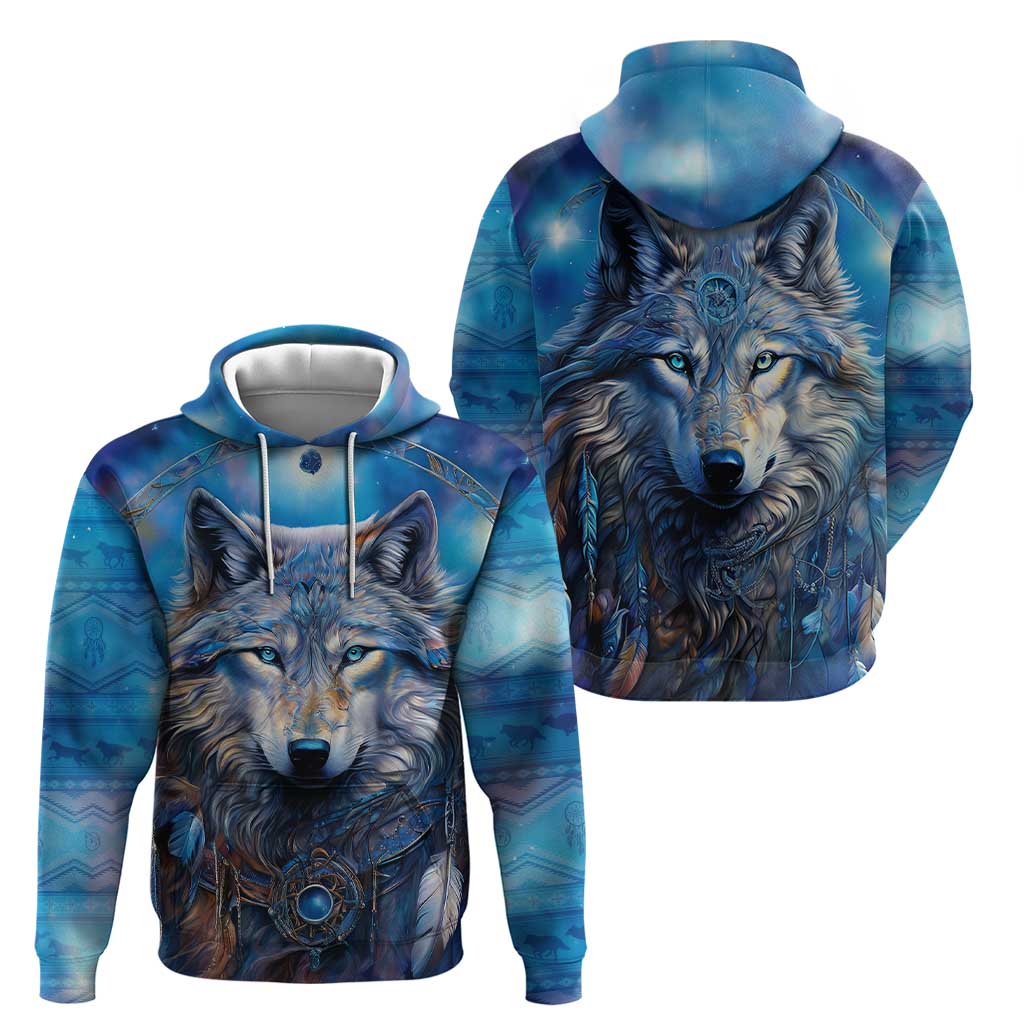 Beautiful Native American Wolf Zip Hoodie Galaxy Art - Wonder Print Shop