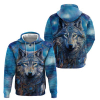 Beautiful Native American Wolf Zip Hoodie Galaxy Art - Wonder Print Shop