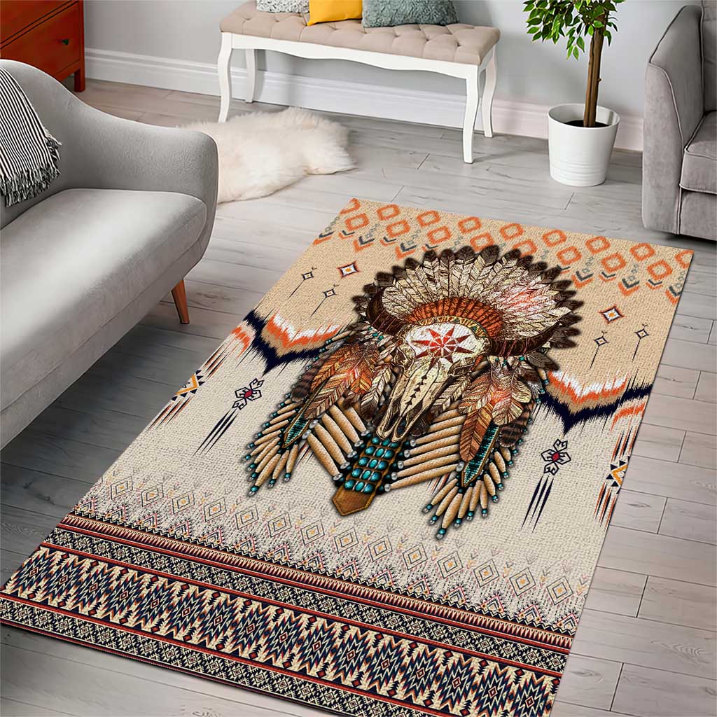 Native American Area Rug Buffalo Skull - Wonder Print Shop
