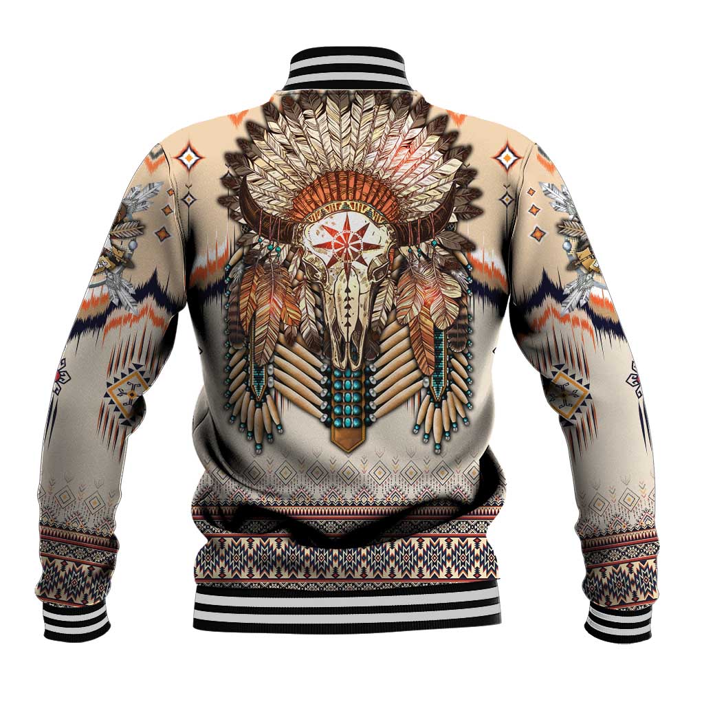 Native American Baseball Jacket Buffalo Skull - Wonder Print Shop