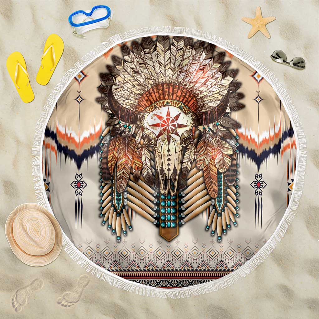 Native American Beach Blanket Buffalo Skull - Wonder Print Shop