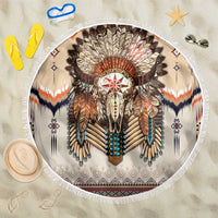 Native American Beach Blanket Buffalo Skull - Wonder Print Shop