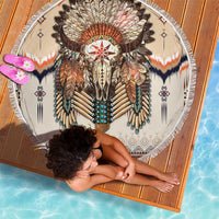 Native American Beach Blanket Buffalo Skull - Wonder Print Shop