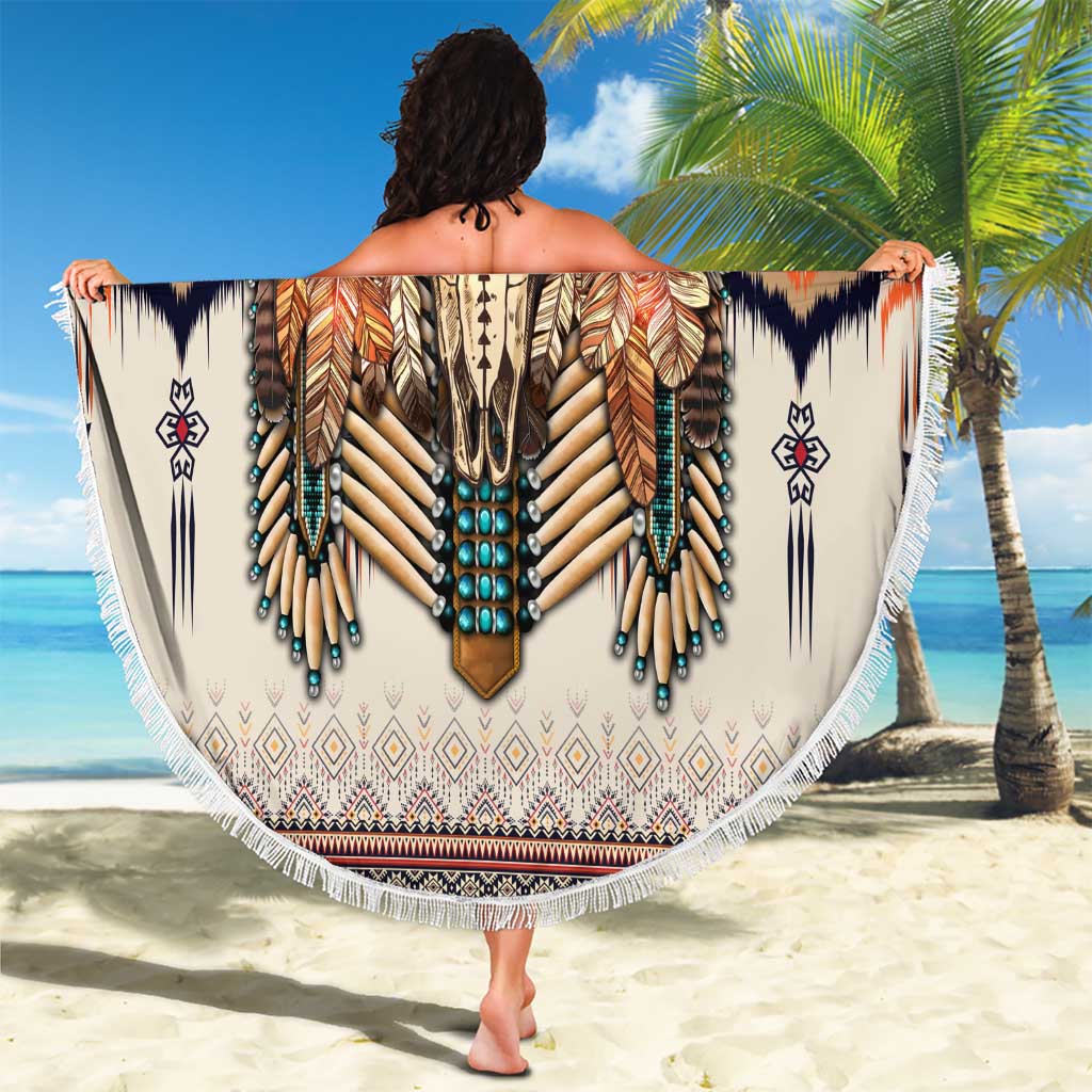 Native American Beach Blanket Buffalo Skull - Wonder Print Shop