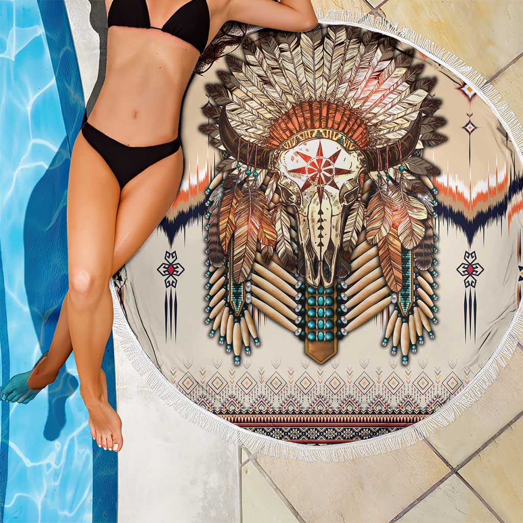 Native American Beach Blanket Buffalo Skull - Wonder Print Shop