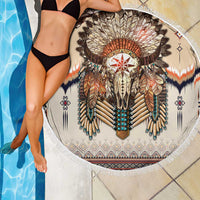 Native American Beach Blanket Buffalo Skull - Wonder Print Shop
