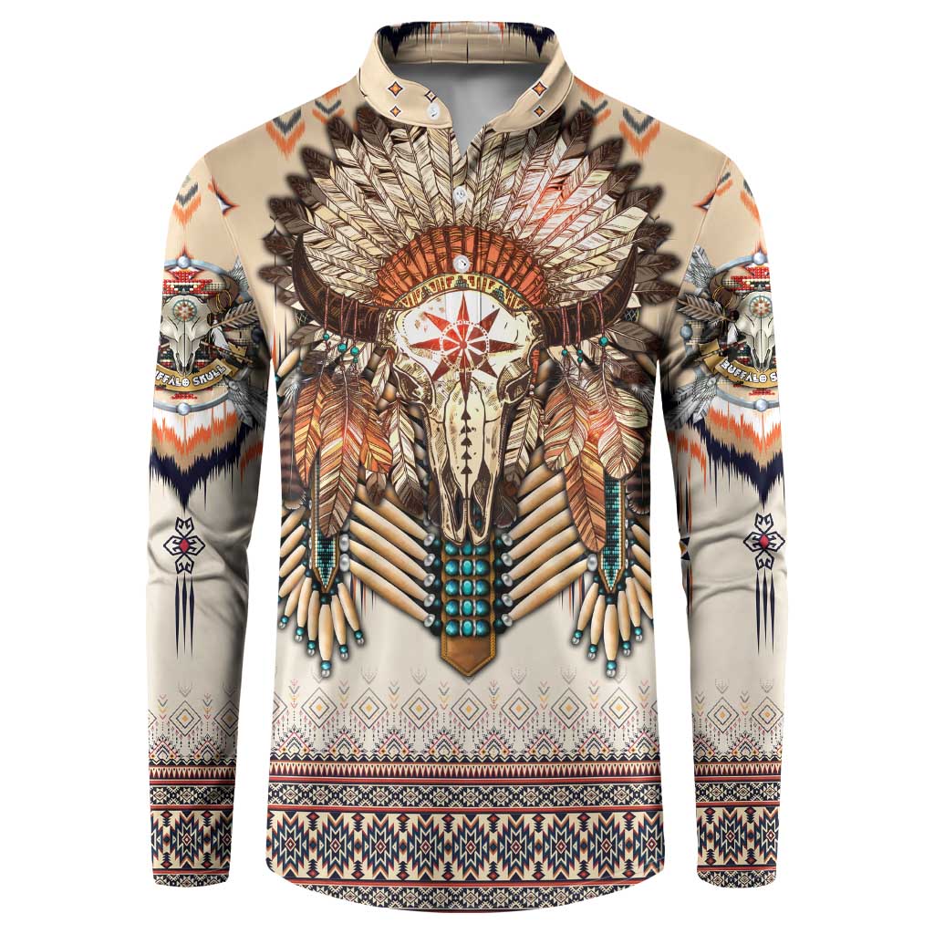 Native American Button Sweatshirt Buffalo Skull - Wonder Print Shop