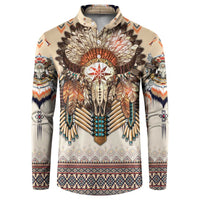 Native American Button Sweatshirt Buffalo Skull - Wonder Print Shop