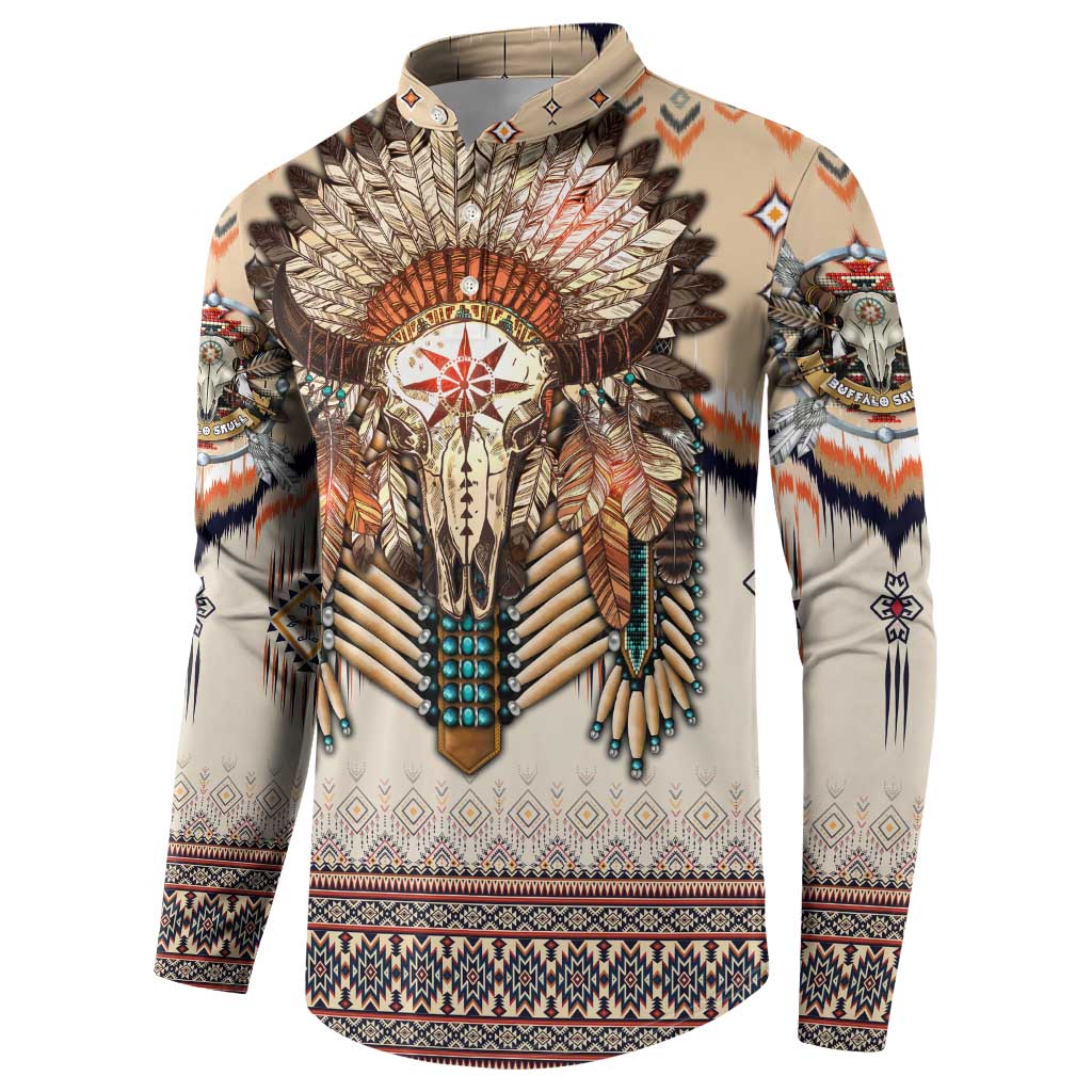 Native American Button Sweatshirt Buffalo Skull - Wonder Print Shop