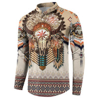 Native American Button Sweatshirt Buffalo Skull - Wonder Print Shop