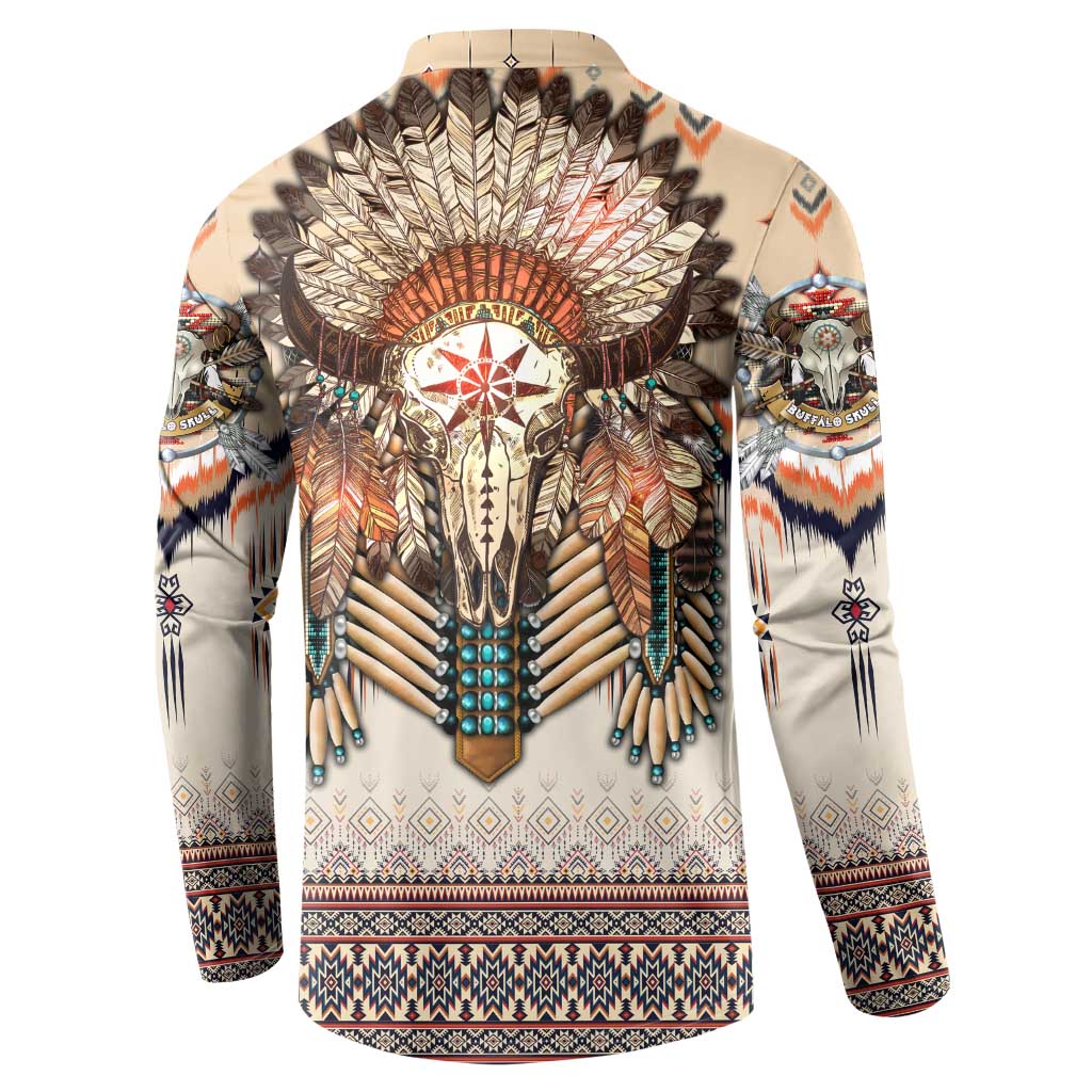 Native American Button Sweatshirt Buffalo Skull - Wonder Print Shop