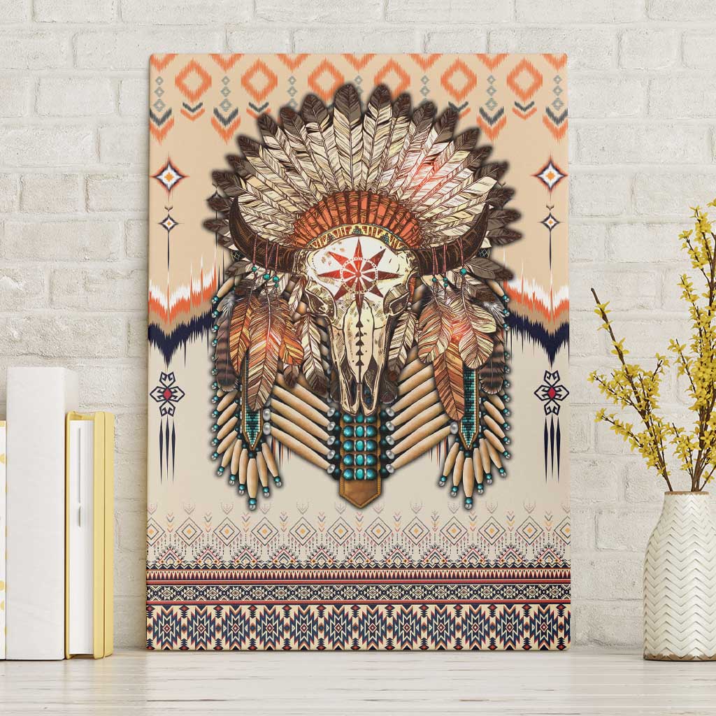 Native American Canvas Wall Art Buffalo Skull - Wonder Print Shop