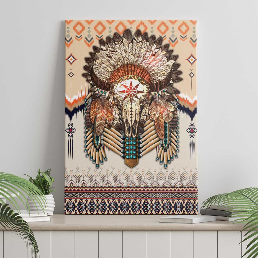 Native American Canvas Wall Art Buffalo Skull - Wonder Print Shop