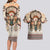 Native American Couples Matching Long Sleeve Bodycon Dress and Hawaiian Shirt Buffalo Skull - Wonder Print Shop