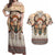 Native American Couples Matching Off Shoulder Maxi Dress and Hawaiian Shirt Buffalo Skull - Wonder Print Shop
